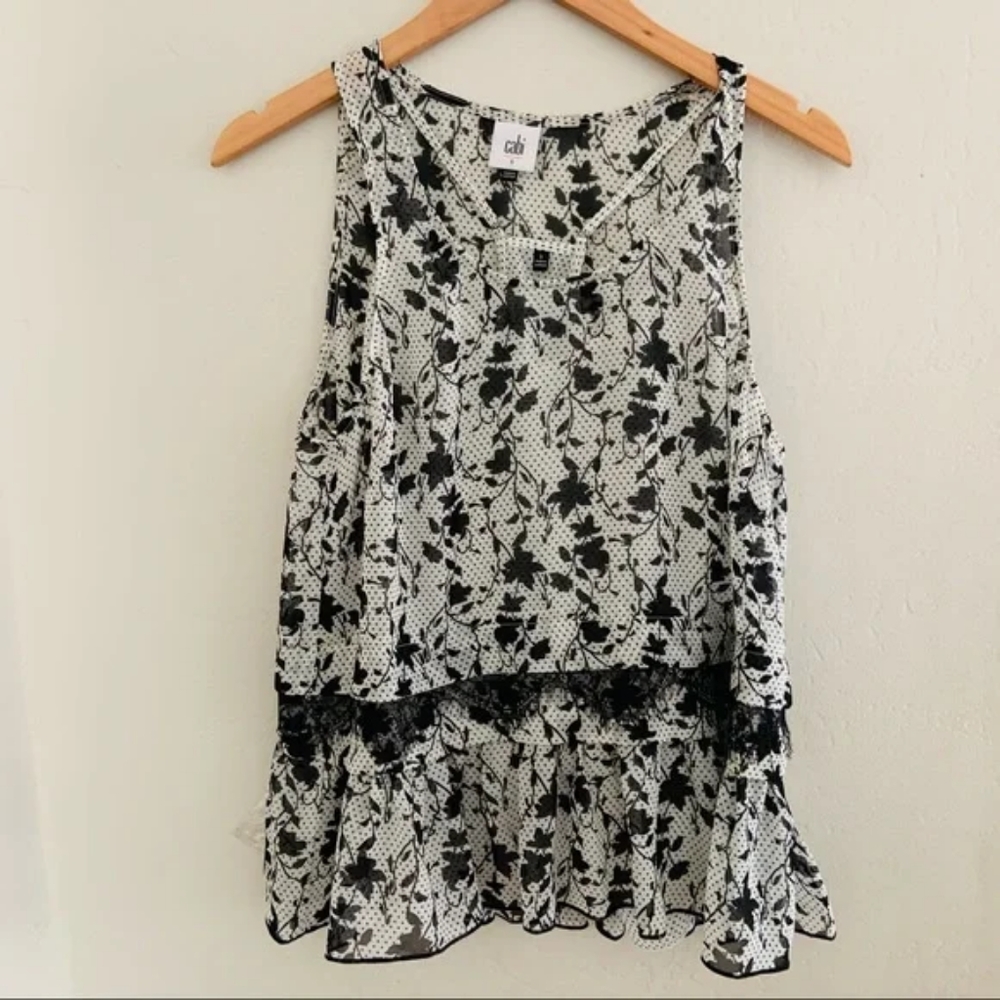 CAbi Black & White Everything Top Style #5907
